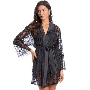 Robe Feminino Curto De Renda Com Cetim Hortência