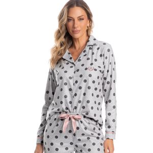 Pijama Feminino Abotoado Em Microsoft Poá Inês