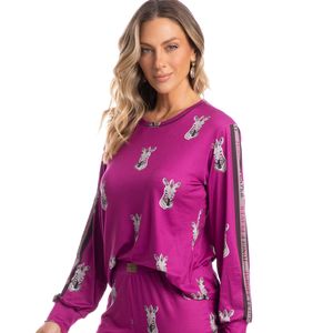 Pijama Feminino Longo Jungle Zebra