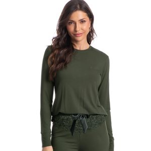 Pijama Feminino Longo Com Renda Olívia