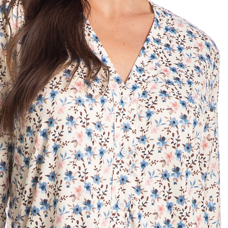 Camisao-Feminino-Curto-Abotoado-Manga-Longa-Floral-Pamela