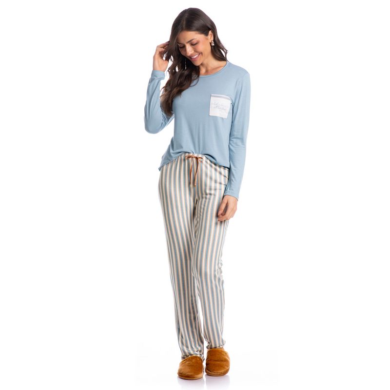 Pijama-Feminino-Longo-Com-Bolso-Lina-Verde