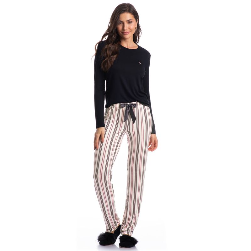 Pijama Feminino Longo Listrado Marie