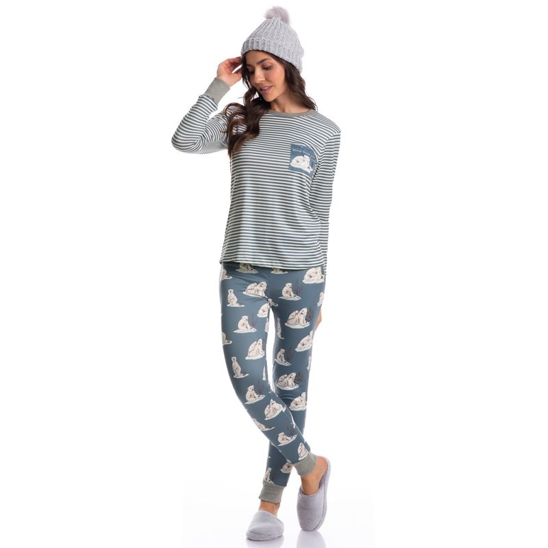 Pijama-Feminino-Legging-Estampado-Polar