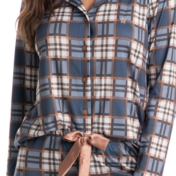 Pijama-Feminino-Abotoado-Longo-Xadrez-Detalhe-Cetim-Laura