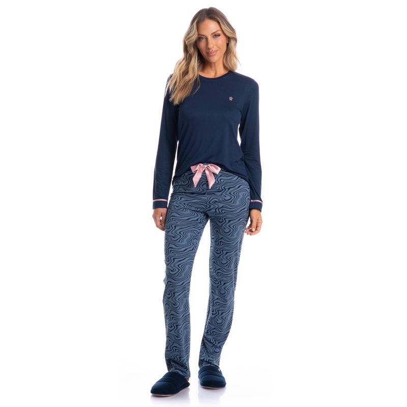 Pijama-Feminino-Longo-Isabel-Azul