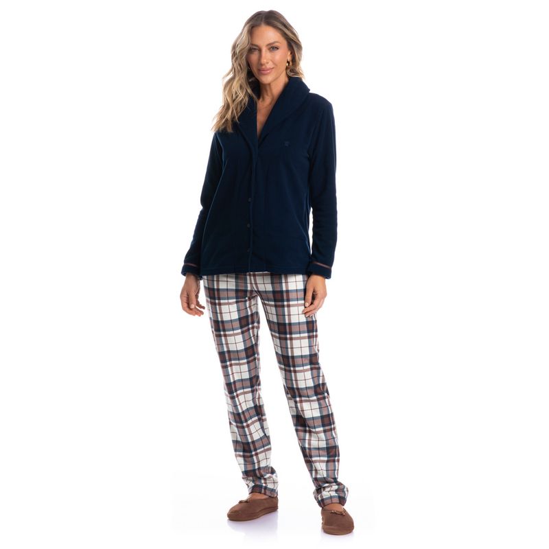 Pijama-Feminino-Longo-Abotoado-Microsoft-Bia