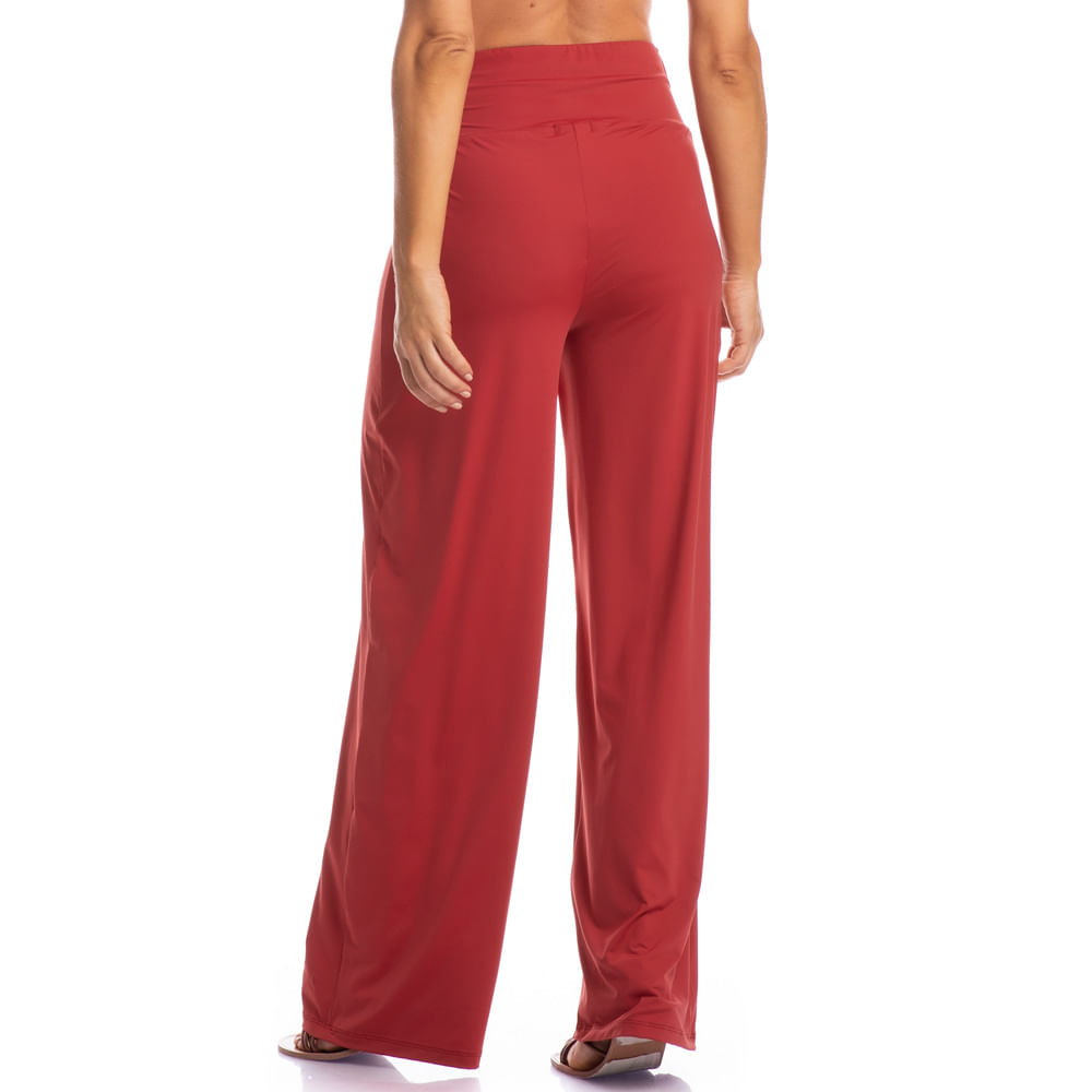 Calça Feminina Com Cós Franzido Jeri Vermelho - Imagem 2