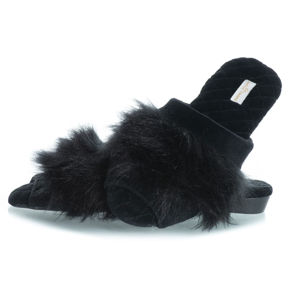 Chinelo Em Plush Karin Preto - Imagem 1