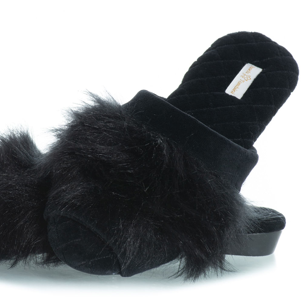 Chinelo Em Plush Karin Preto - Imagem 2
