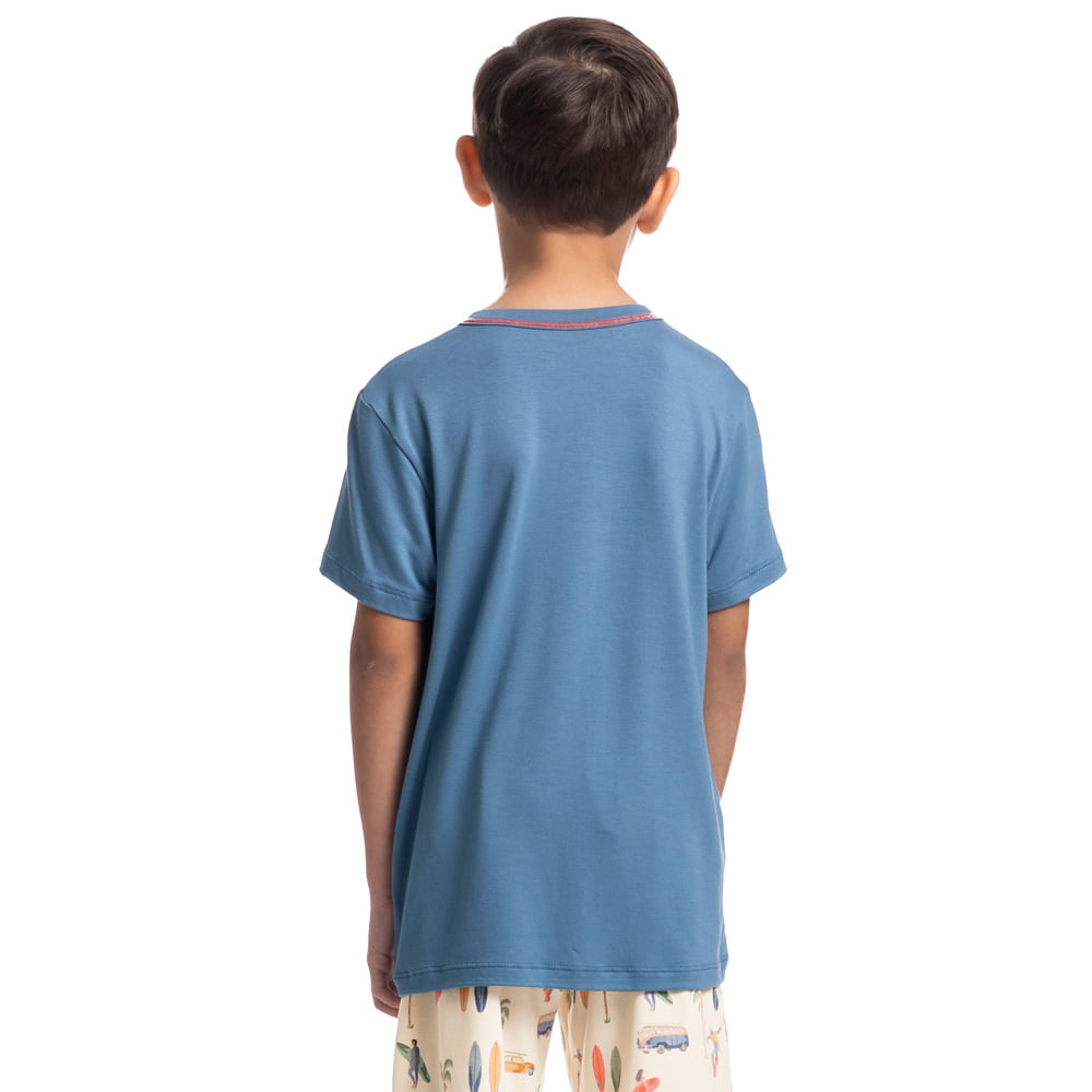 Pijama Masculino Curto Infantil Surf Tombini Azul-2 - Imagem 2