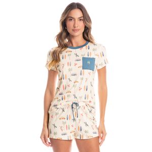 Pijama Feminino Curto Com Bolso Surf