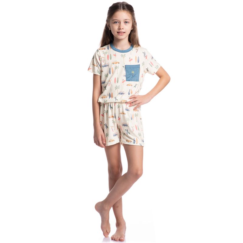 Pijama-Unissex-Curto-Com-Bolso-Infantil-Surf