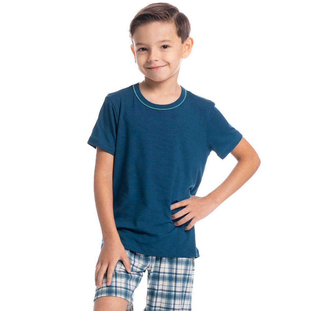 Pijama Masculino Curto Infantil Sunny Tombini Azul-marinho - Imagem 1