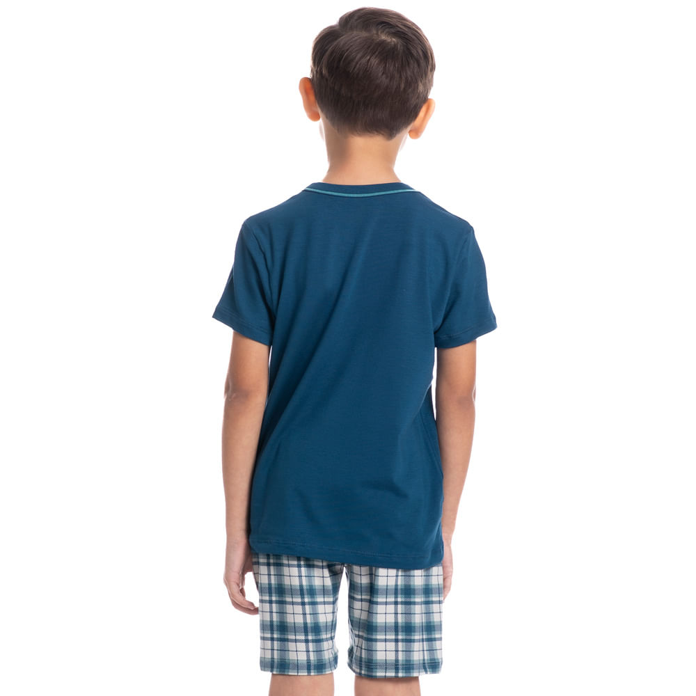 Pijama Masculino Curto Infantil Sunny Tombini Azul-marinho - Imagem 2