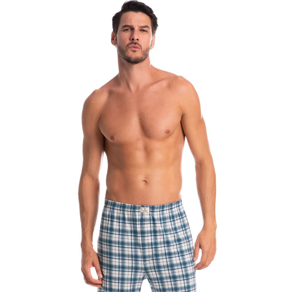 Boxer Masculina Xadrez Sunny Azul-marinho - Imagem 1
