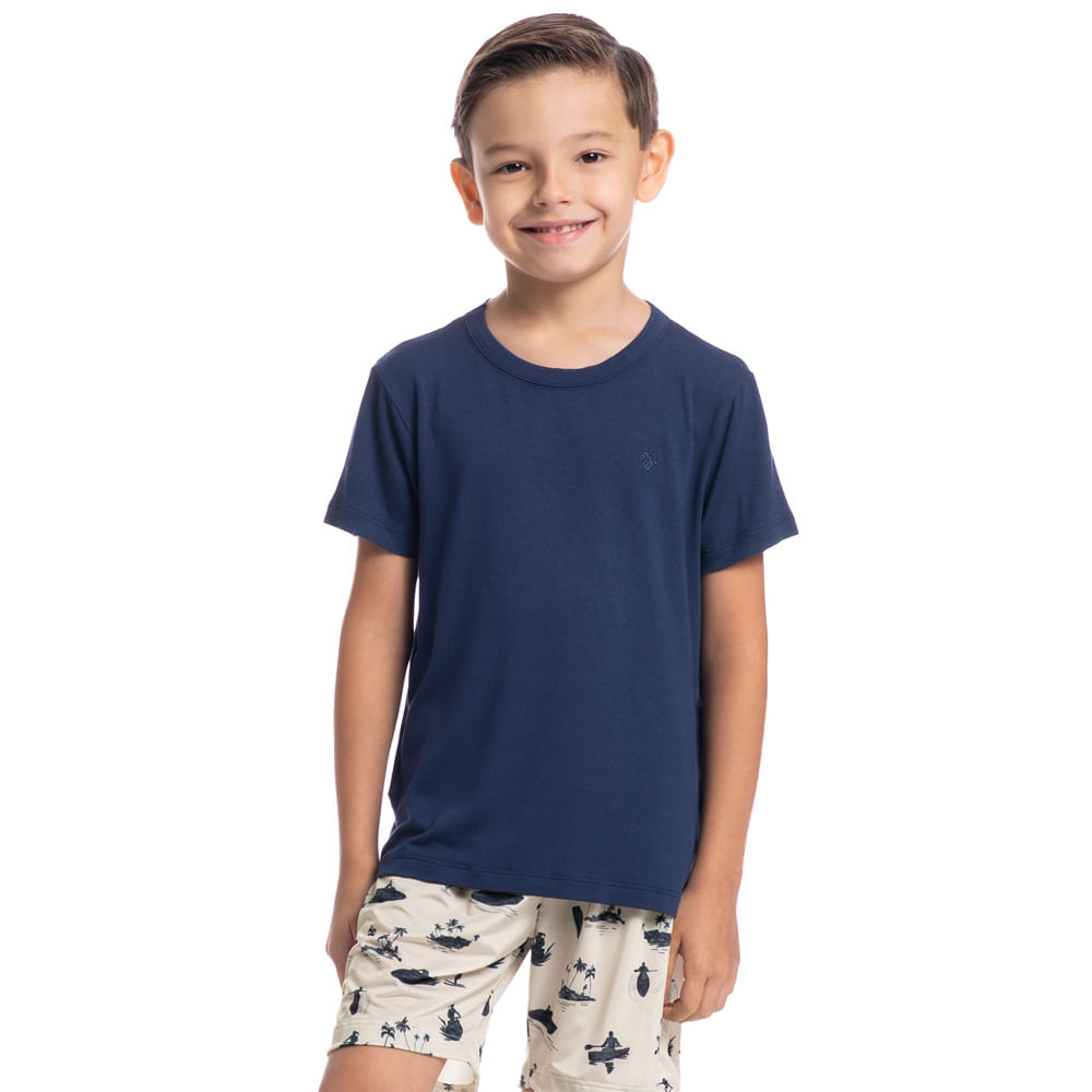 Pijama Curto Infantil Henri Tombini Azul-marinho - Imagem 1