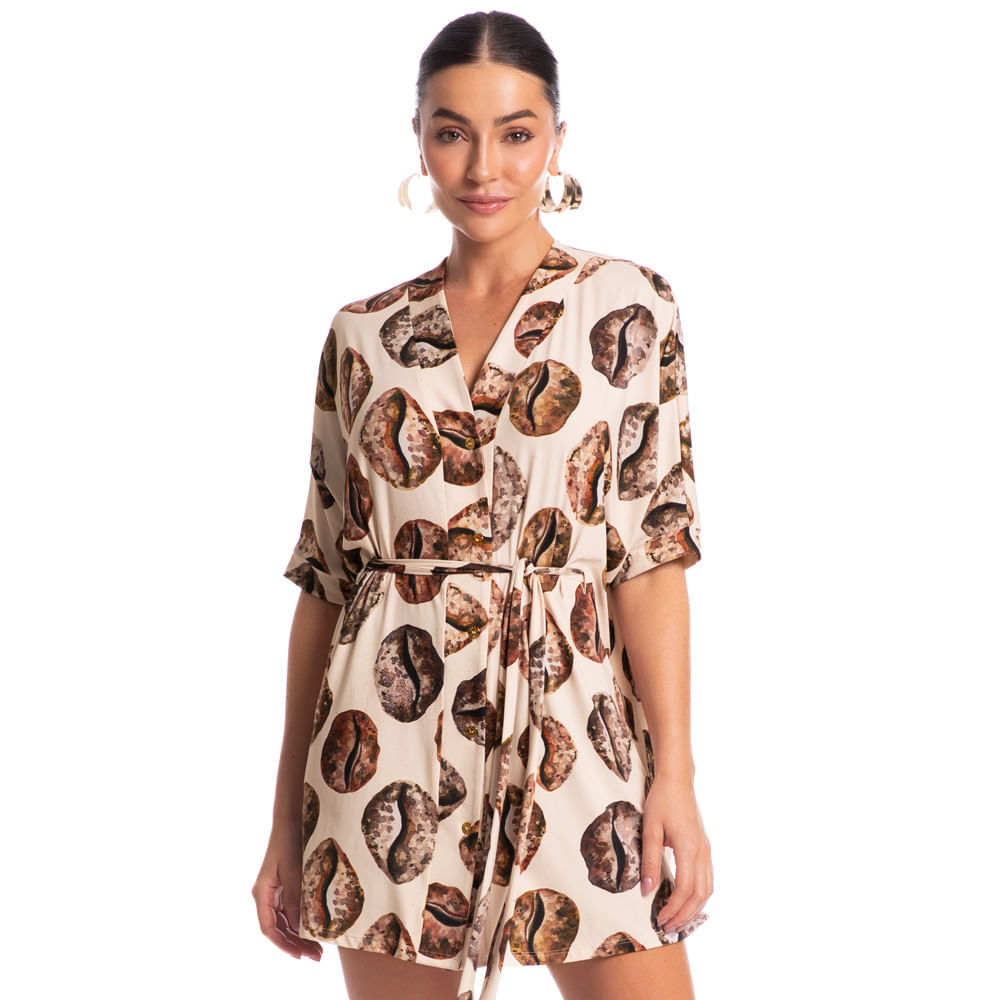 Kaftan Camisa Conchas Branco - Imagem 1