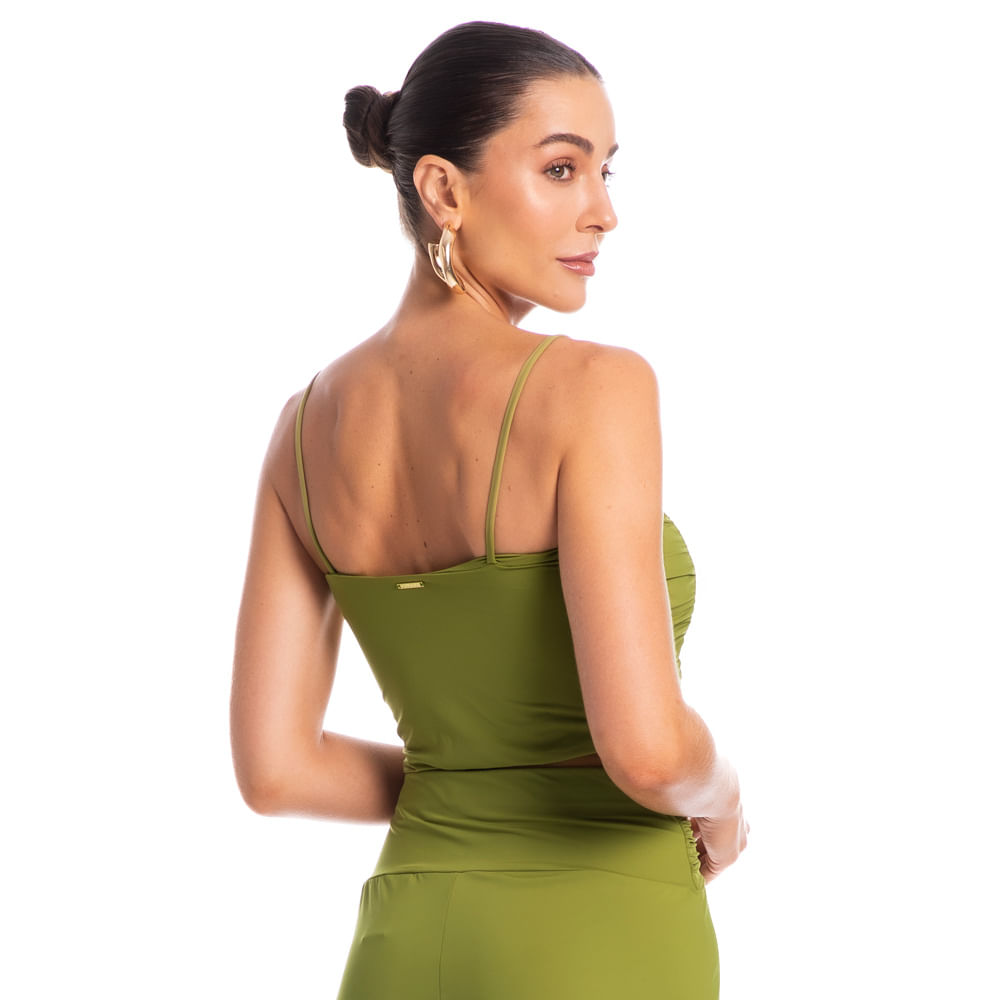Blusa Franzida Com Alça Pistache Verde - Imagem 2