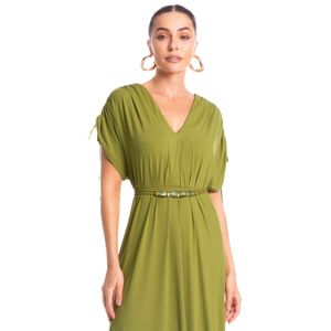 Vestido Com Manga E Cinto Pistache