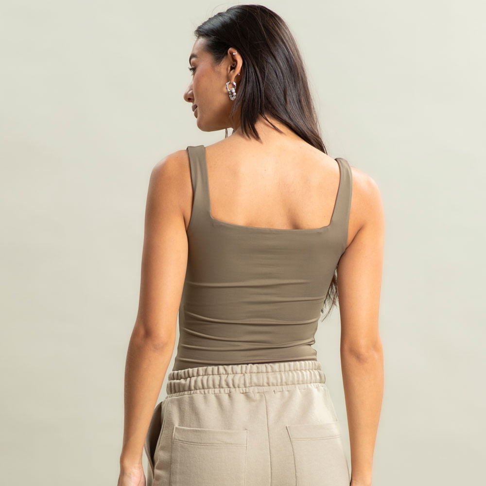 Regata Feminina Squareneck Contour Vivame Verde - Imagem 2