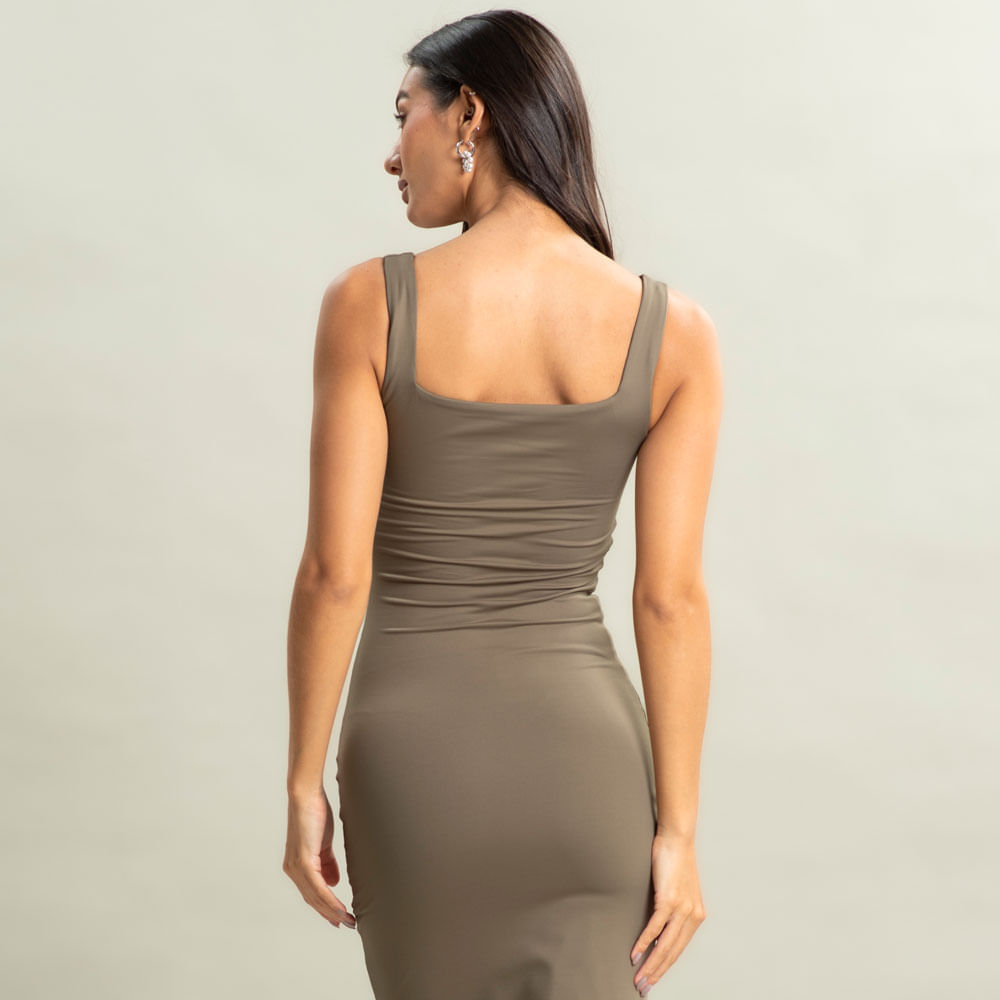 Vestido Midi Squareneck Contour Vivame Verde - Imagem 2