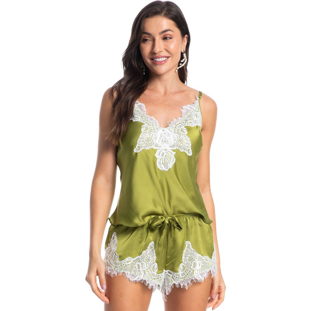 Short Doll Mini Com Renda Malu Verde - Imagem 1
