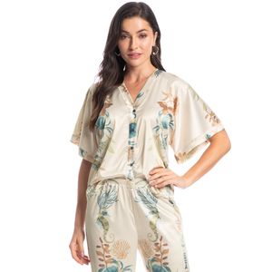 Pijama Feminino Longo Abotoado Em Cetim Alana
