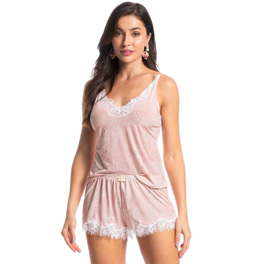 Short Doll Com Renda Lari Rosa-3 - Imagem 1