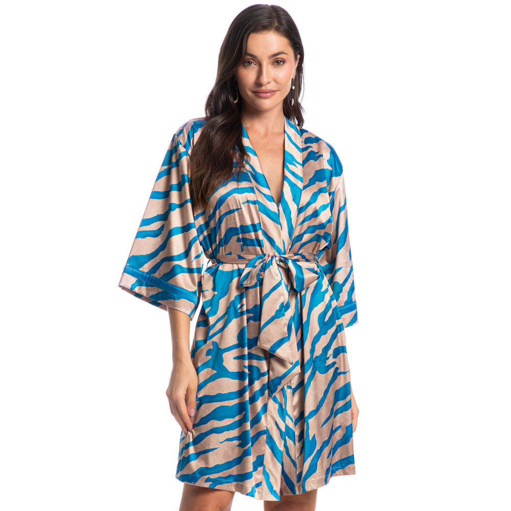 Robe Feminino Curto Luna Zebra Azul-2 - Imagem 1