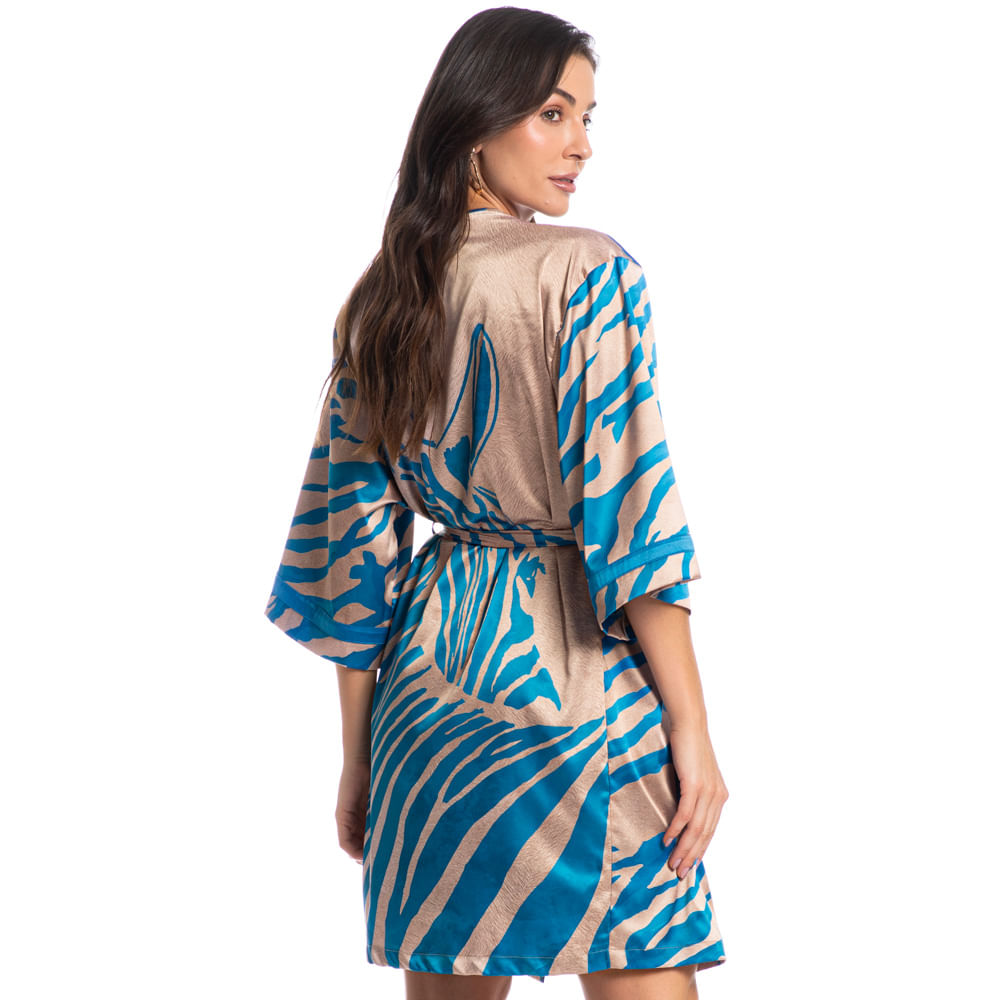 Robe Feminino Curto Luna Zebra Azul-2 - Imagem 2