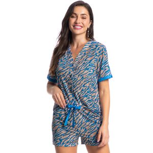 Pijama Feminino Curto Abotoado Luna Zebra