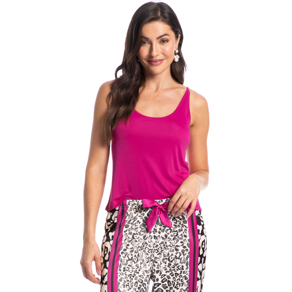 Pijama Longo Feminino Luna Onça Rosa - Imagem 1
