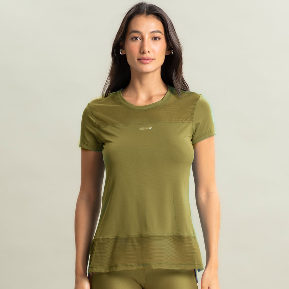 Camiseta Feminina Com Tela Glow Color Vivame Verde - Imagem 1