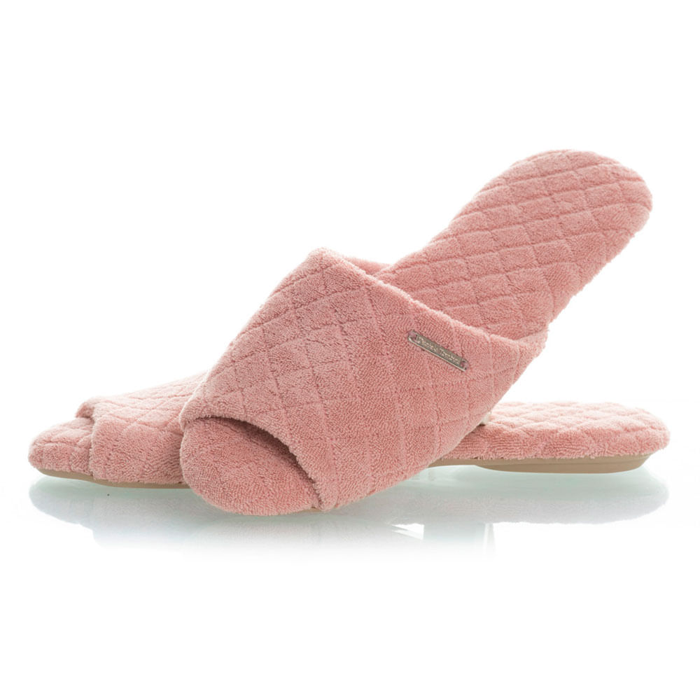 Chinelo Em Atoalhado Luiza Aberto Rosa - Imagem 1