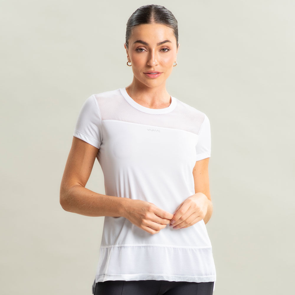 Camiseta Com Tela Pulse Vivame Branco - Imagem 1