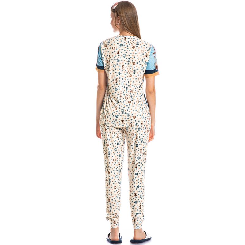 Pijama-Feminino-Longo-Manga-Curta-Nautical