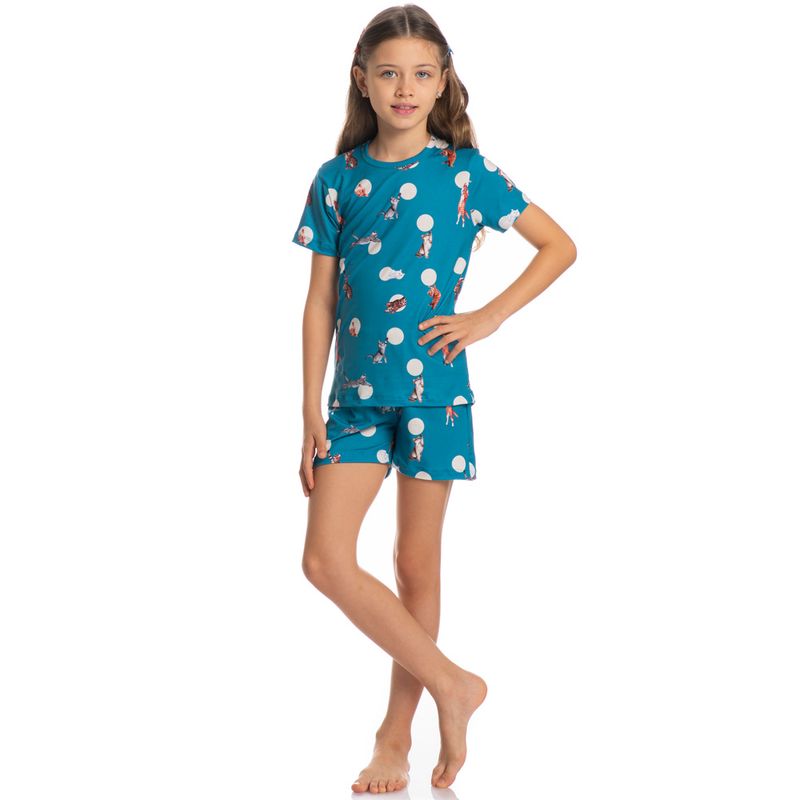 Pijama-Unissex-Infantil-Curto-Cats