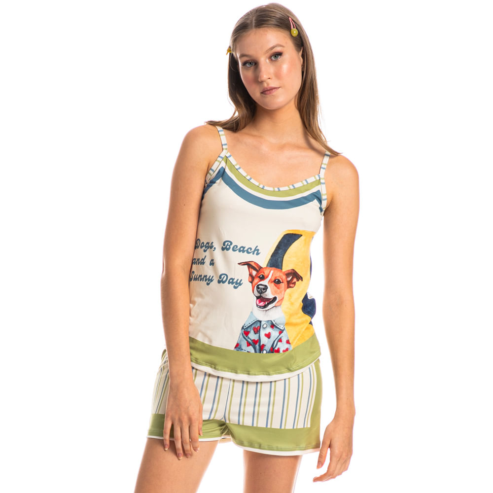 Short Doll Vira Latas Verde - Imagem 1