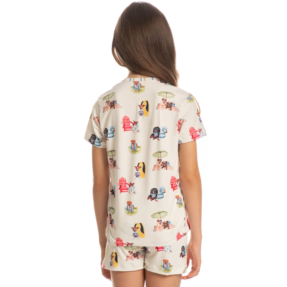 Pijama Unissex Infantil Curto Vira Latas Verde - Imagem 2