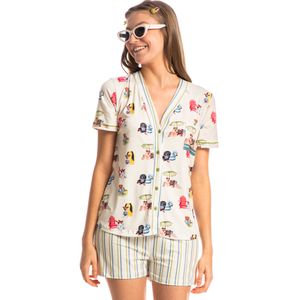 Pijama Feminino Curto Abotoado Vira Latas