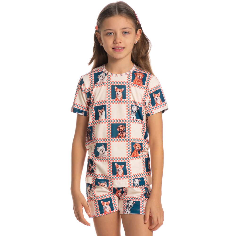 Pijama Unissex Infantil Curto Fun Azul-marinho - Imagem 1