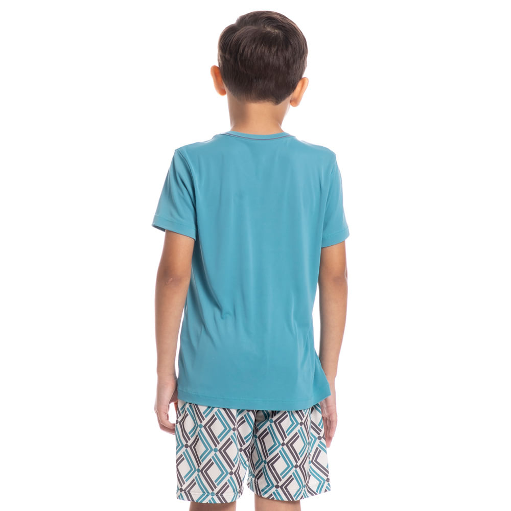 Pijama Infantil Masculino Curto Estampado Clóvis Tombini Azul - Imagem 2