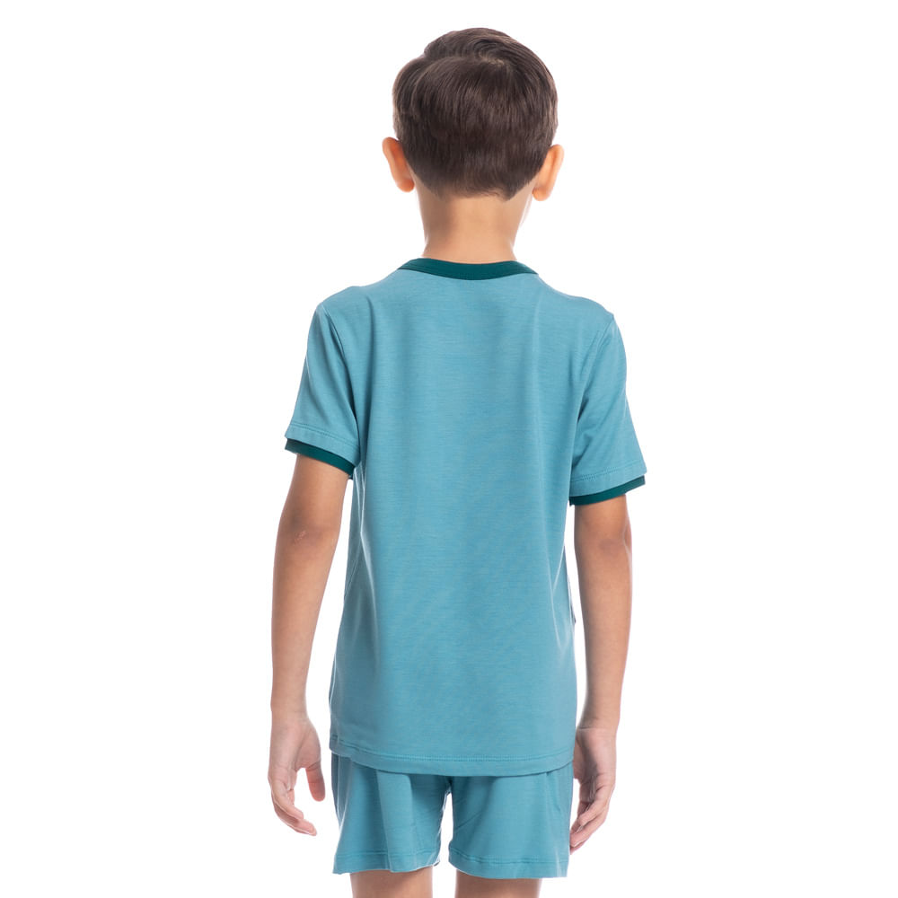 Pijama Infantil Masculino Curto Antônio Tombini Azul - Imagem 2
