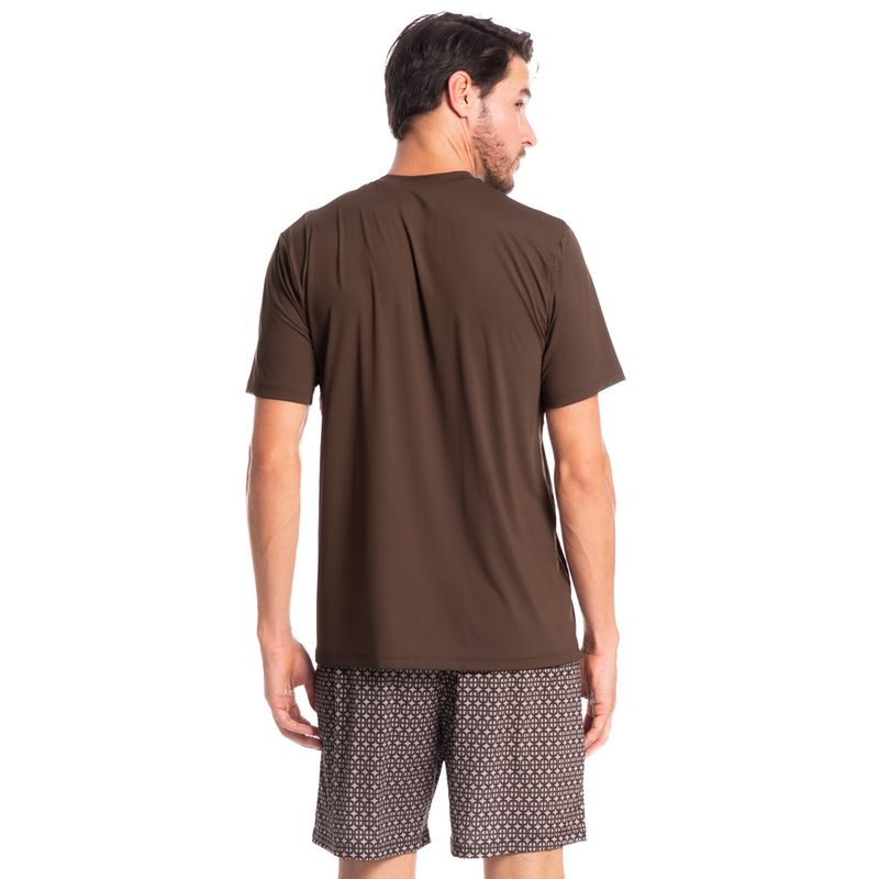 Pijama-Masculino-Curto-Estampado-Marrom-Vitorio-Tombini-