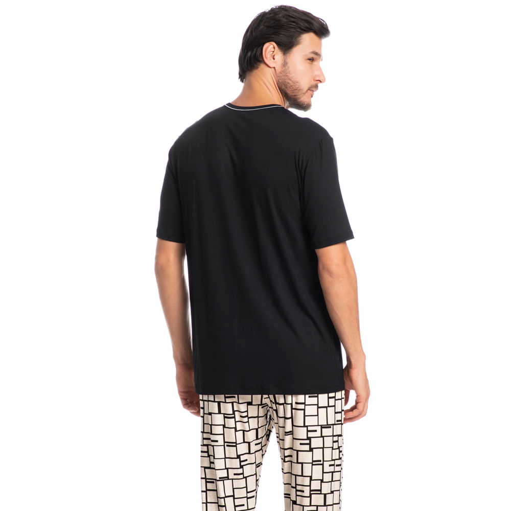 Pijama Masculino Longo Vicenzo Tombini Preto Preto - Imagem 2