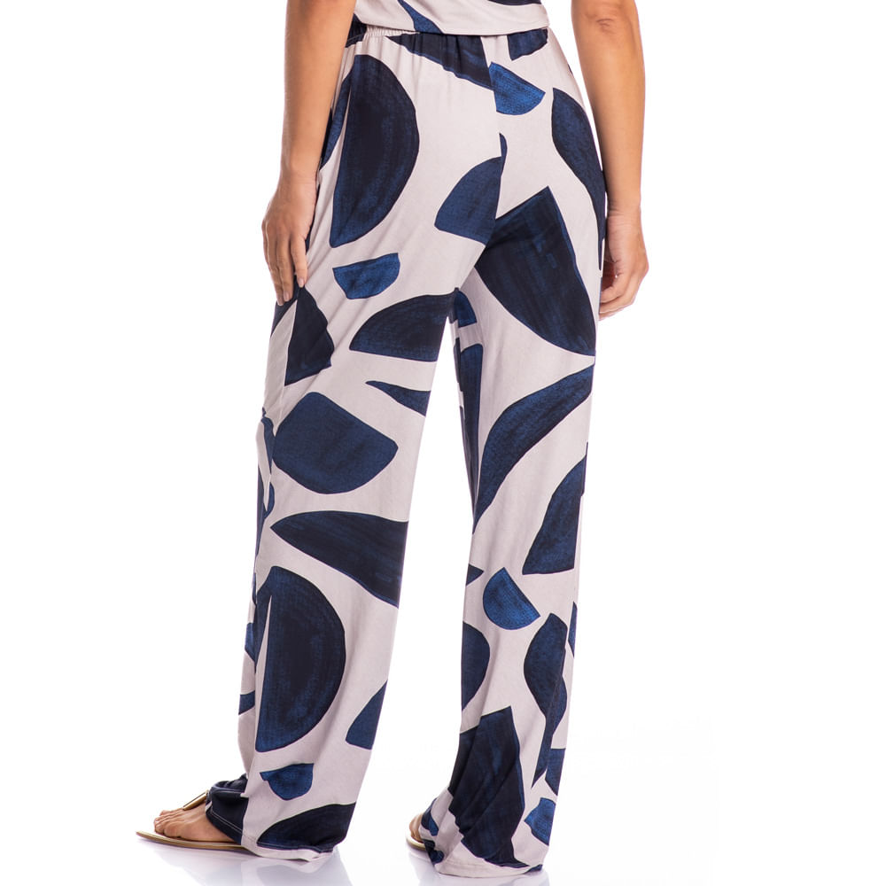 Calça Feminina Com Pregas E Bolso Marítima Azul-2 - Imagem 2