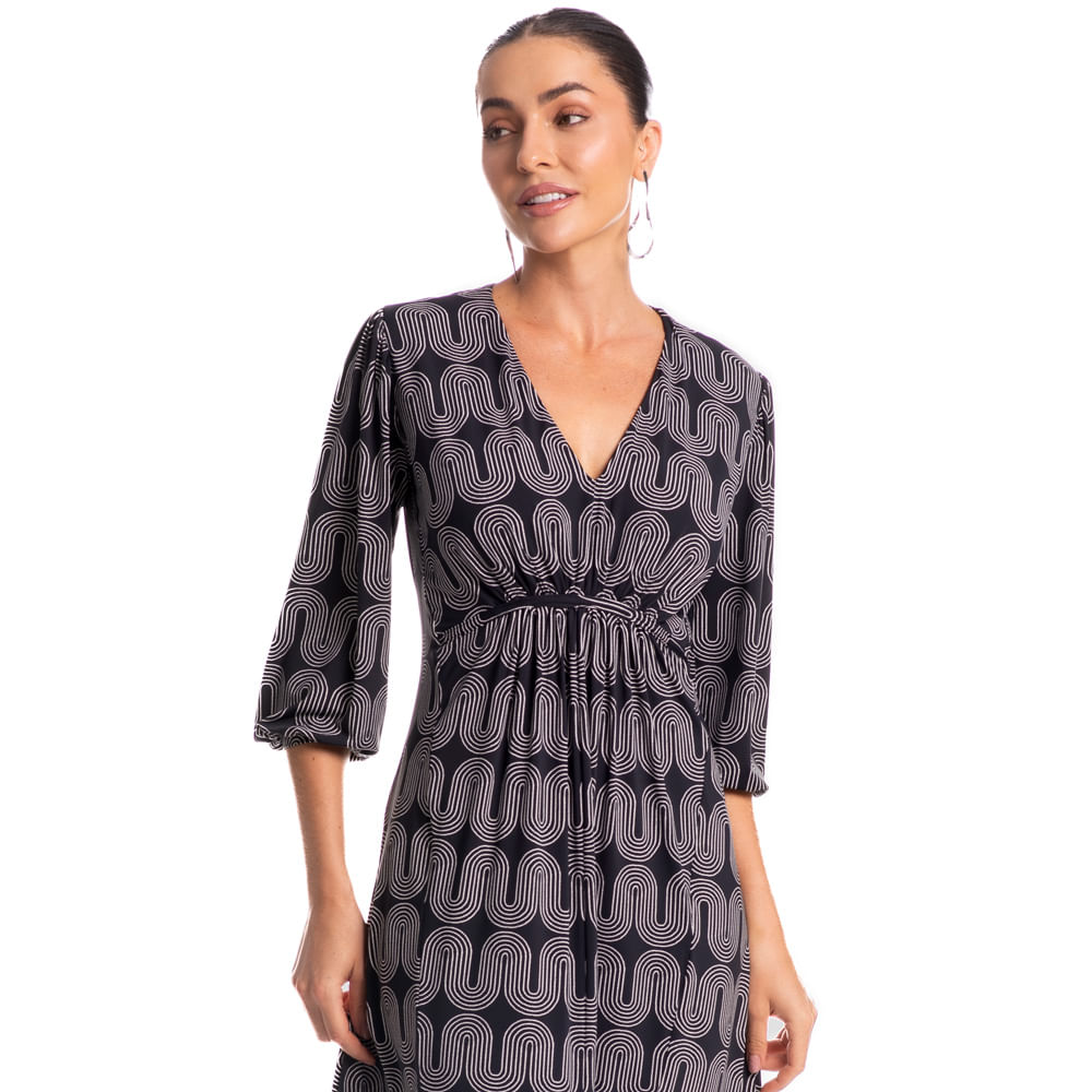 Vestido Com Manga Spina Preto - Imagem 1