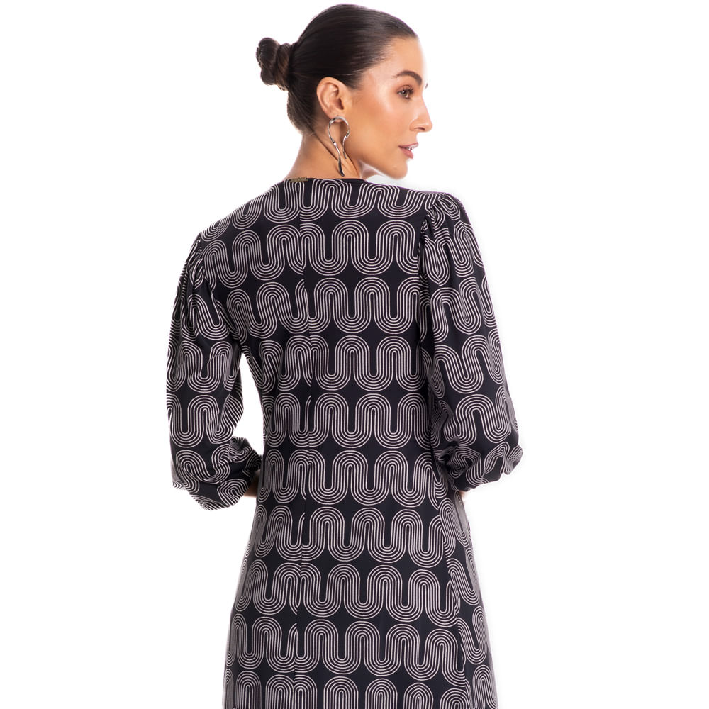 Vestido Com Manga Spina Preto - Imagem 2