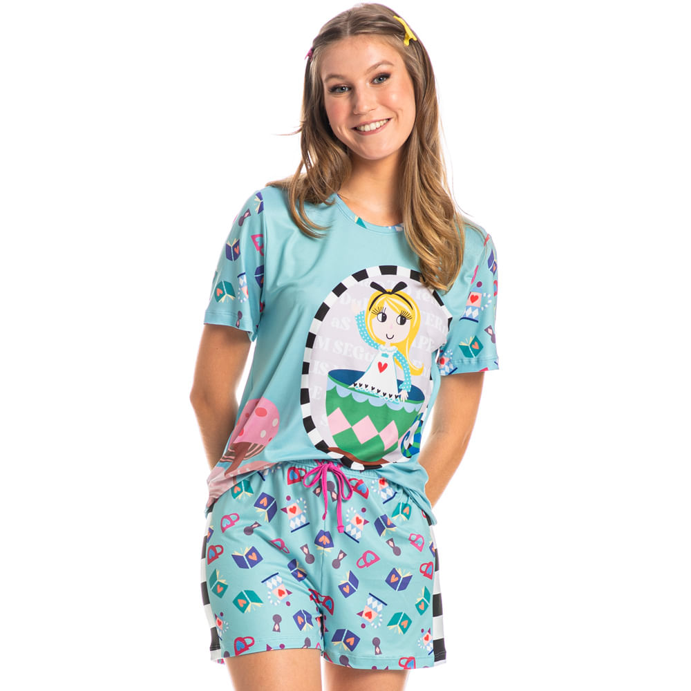 Pijama Feminino Curto Marlowa Azul-2 - Imagem 1